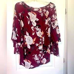 NWOT Cavendars Western style, floral, off shoulder mini dress